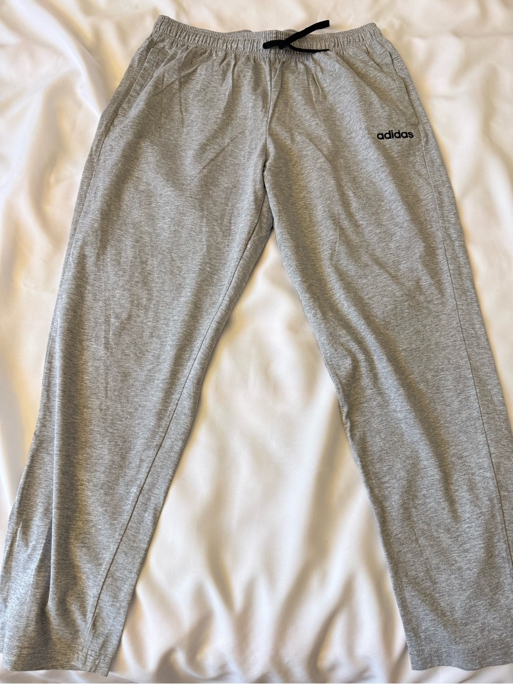 adidas Men's Sweatpants XL Gray Drawstring Elastic Waist Straight Leg Athleisure